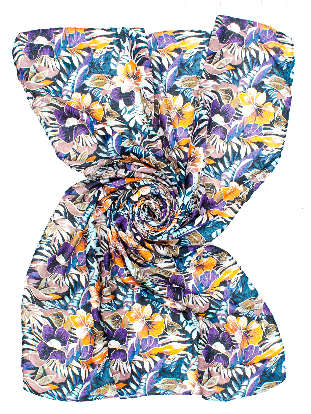 STOLA STAMPA FLOWER LUREX, 85X185 - ORANGE